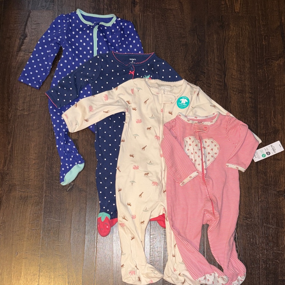 Cat & Jack Kids Footies Set - Blue, Cream, and Pink